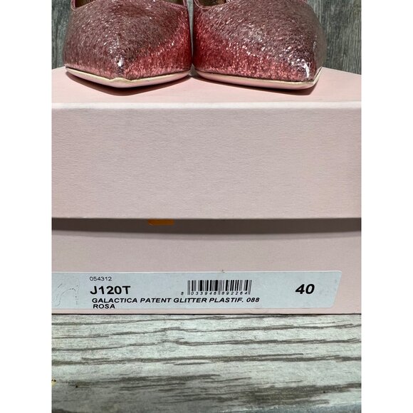 GIAMBA Paris Galactica Patent Rosa High Heels Pink Glitter Pumps 9.5 NWB - Picture 7 of 7
